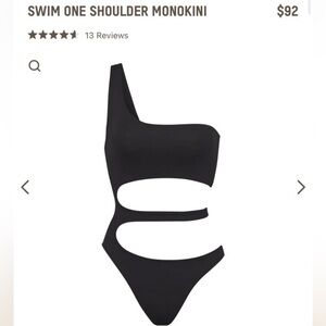 NWT SKIMS One-Shoulder Cutout Monokini Swimsuit – Onyx - Size XXL (Retail $92)